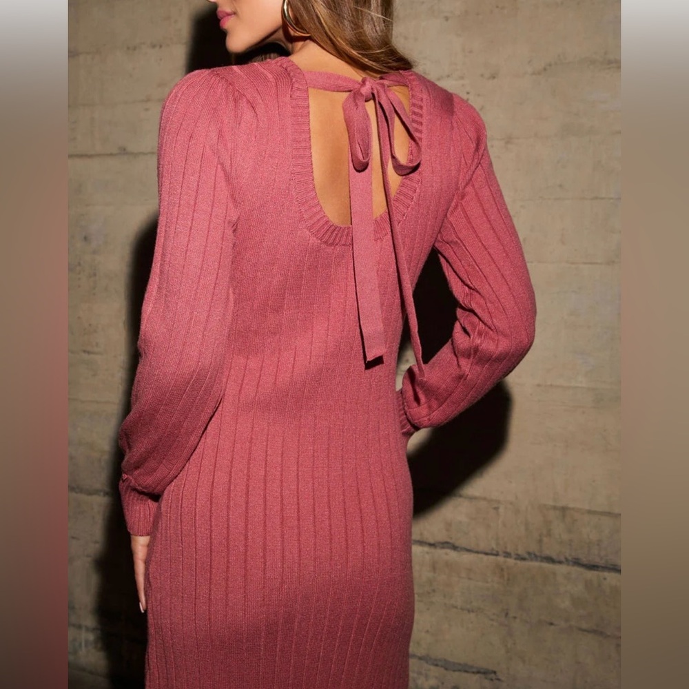 Vici Ribbed Midi Dress - Dusty Pink - Picture 4 of 11